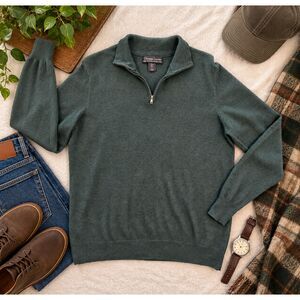 Christian Lacroix Men's L 100% Merino Wool Quarter Zip Sweater